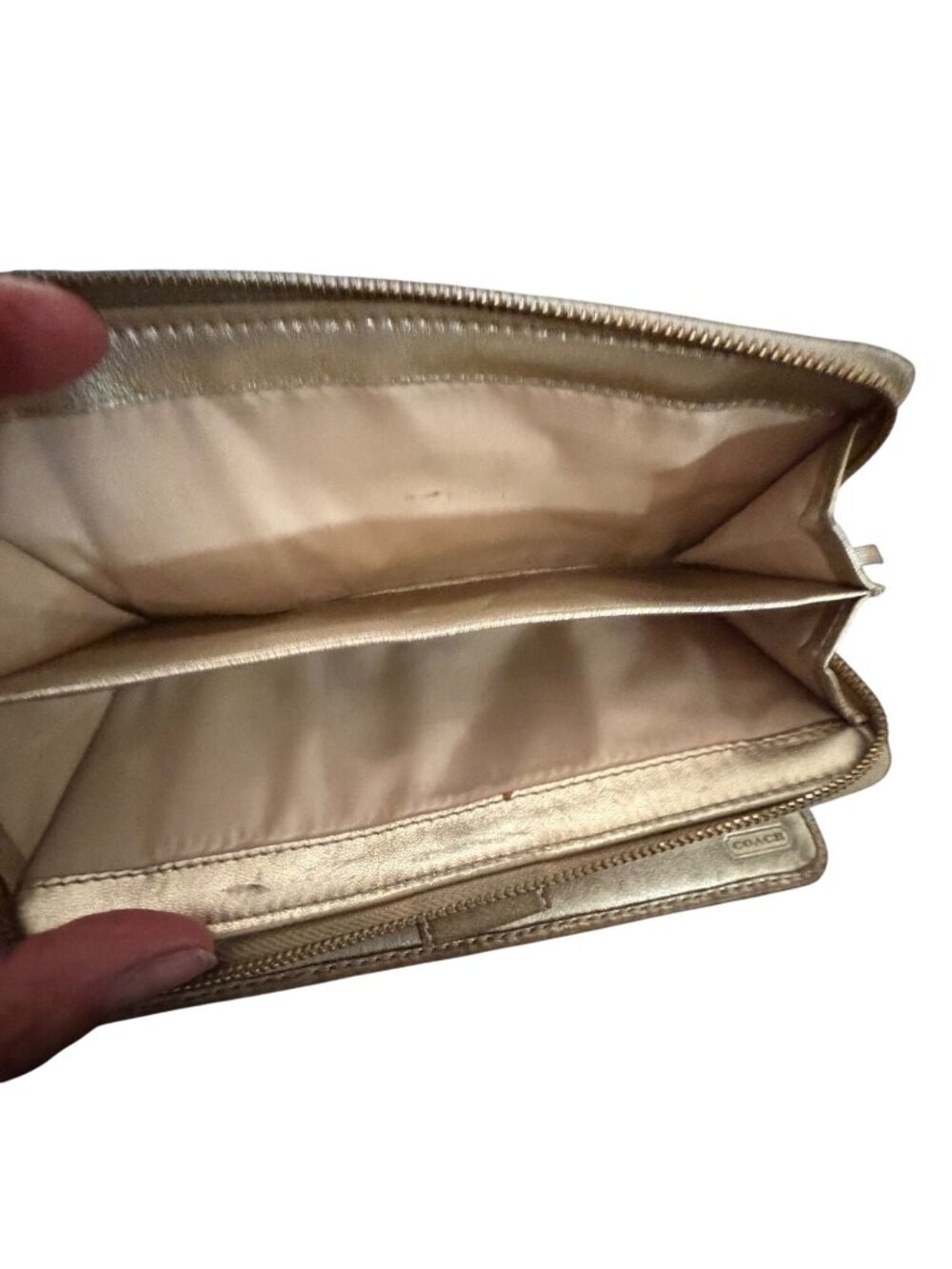 Coach Signature Canvas & Leather Accordion Wallet With Snap Closure - Picture 8 of 9